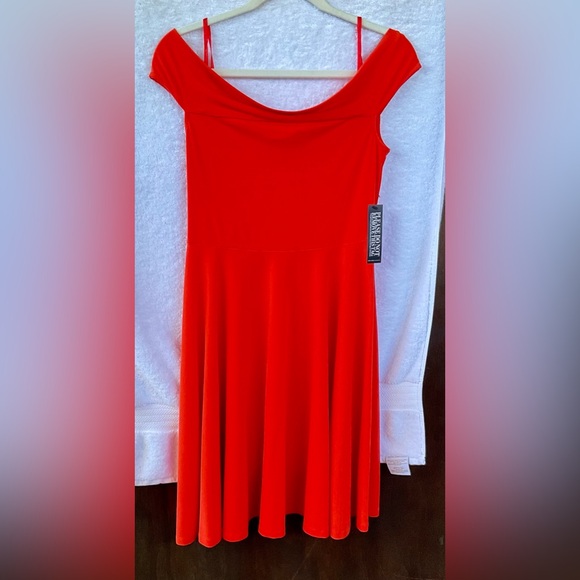 New York & Company Stretch S/L Orange Dinner Dress; NWT; M - Picture 2 of 14